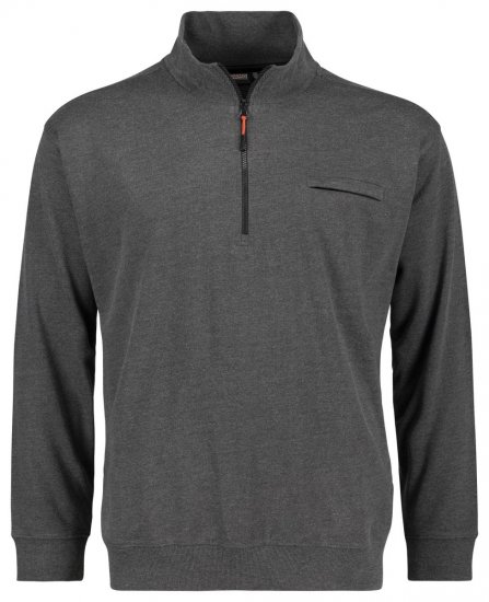 Adamo 159305 Sudadera con cuello alto y cremallera Gris oscuro jaspeado - Sudaderas - Sudaderas 2XL-12XL