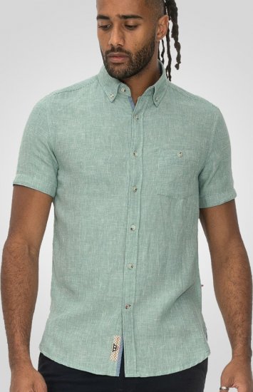 D555 Falmouth 2 Linen Mix Short Sleeve Shirt With Button Down Mint - Camisas - Camisas 2XL-10XL