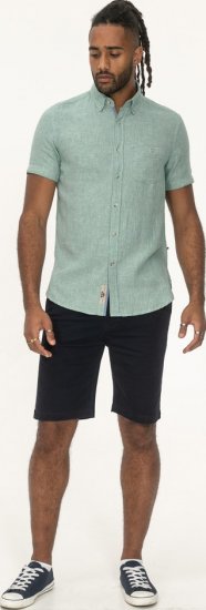 D555 Falmouth 2 Linen Mix Short Sleeve Shirt With Button Down Mint - Camisas - Camisas 2XL-10XL