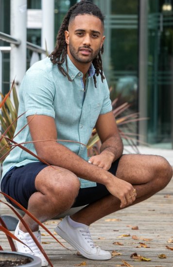 D555 Falmouth 2 Linen Mix Short Sleeve Shirt With Button Down Mint - Camisas - Camisas 2XL-10XL