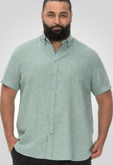 D555 Falmouth 2 Linen Mix Short Sleeve Shirt With Button Down Mint - Camisas - Camisas 2XL-10XL