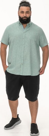 D555 Falmouth 2 Linen Mix Short Sleeve Shirt With Button Down Mint - Camisas - Camisas 2XL-10XL
