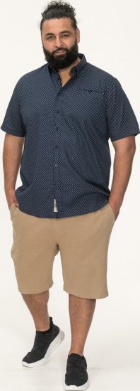 D555 Norwich Short Sleeve Micro AOP Shirt With Hidden Button Down Navy - Camisas - Camisas 2XL-10XL