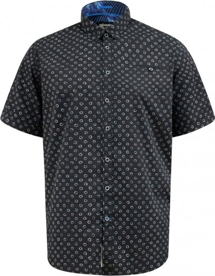 D555 Matlock Short Sleeve AOP Shirt With Hidden Button Down Black - Camisas - Camisas 2XL-10XL