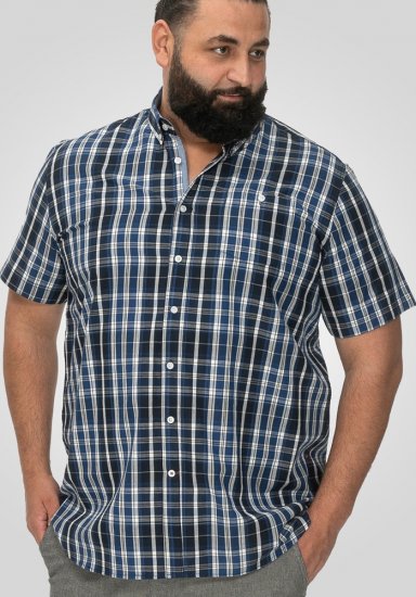 D555 Walsall Button Down Collar Short Sleeve Shirt Navy Shirt - Camisas - Camisas 2XL-10XL