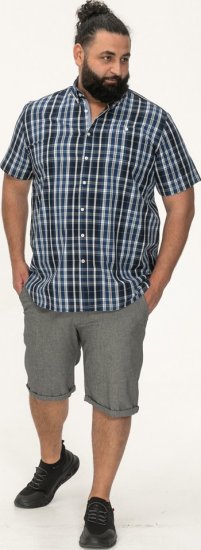 D555 Walsall Button Down Collar Short Sleeve Shirt Navy Shirt - Camisas - Camisas 2XL-10XL