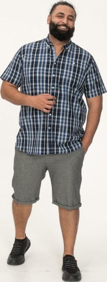 D555 Walsall Button Down Collar Short Sleeve Shirt Navy Shirt - Camisas - Camisas 2XL-10XL