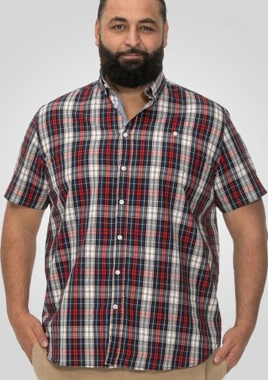 D555 Shields Button Down Collar Short Sleeve Shirt With Pocket Red Check - Camisas - Camisas 2XL-10XL