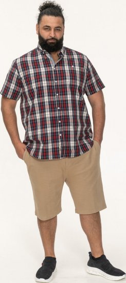 D555 Shields Button Down Collar Short Sleeve Shirt With Pocket Red Check - Camisas - Camisas 2XL-10XL