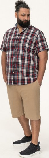 D555 Shields Button Down Collar Short Sleeve Shirt With Pocket Red Check - Camisas - Camisas 2XL-10XL