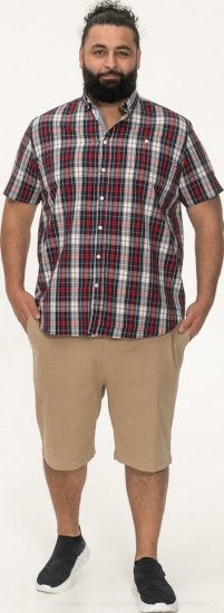 D555 Shields Button Down Collar Short Sleeve Shirt With Pocket Red Check - Camisas - Camisas 2XL-10XL