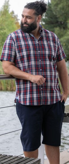 D555 Shields Button Down Collar Short Sleeve Shirt With Pocket Red Check - Camisas - Camisas 2XL-10XL