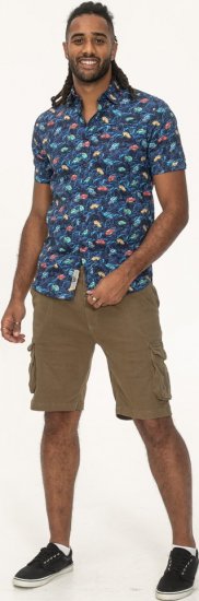 D555 Hartlepool Short Sleeve Vintage Car AOP Stretch Shirt Blue - Camisas - Camisas 2XL-10XL