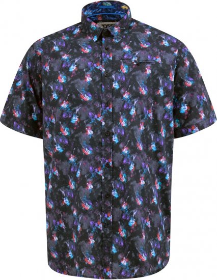 D555 Farnborough Short Sleeve Guitar AOP Shirt With Hidden Button Down Black - Camisas - Camisas 2XL-10XL