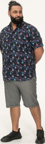 D555 Farnborough Short Sleeve Guitar AOP Shirt With Hidden Button Down Black - Camisas - Camisas 2XL-10XL