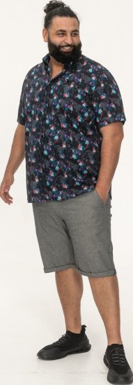 D555 Farnborough Short Sleeve Guitar AOP Shirt With Hidden Button Down Black - Camisas - Camisas 2XL-10XL