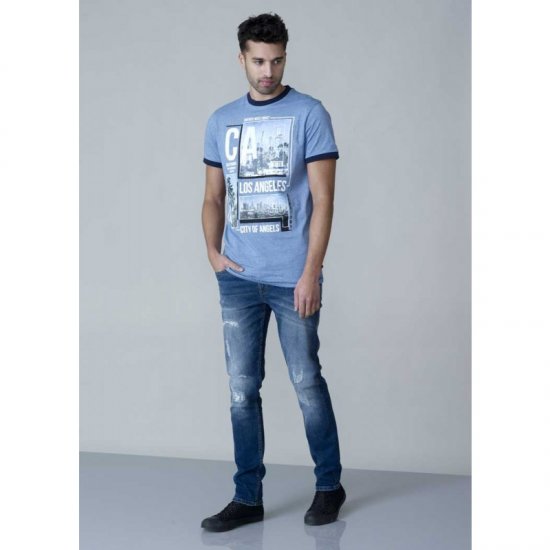 D555 Howie Fine Stripe T-shirt Blue - Camisetas - Camisetas - 2XL-14XL