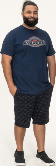 D555 Cheltenham Record With Reflection Printed T-shirt French Navy - Camisetas - Camisetas - 2XL-14XL