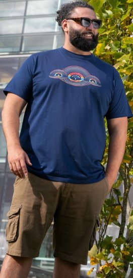 D555 Cheltenham Record With Reflection Printed T-shirt French Navy - Camisetas - Camisetas - 2XL-14XL
