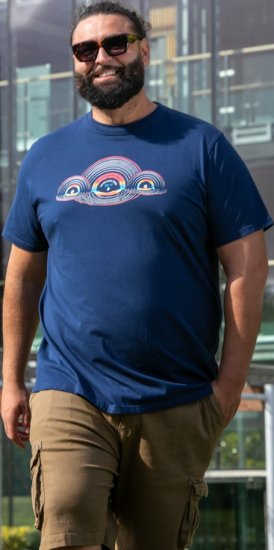 D555 Cheltenham Record With Reflection Printed T-shirt French Navy - Camisetas - Camisetas - 2XL-14XL