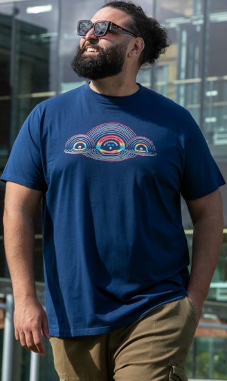 D555 Cheltenham Record With Reflection Printed T-shirt French Navy - Camisetas - Camisetas - 2XL-14XL