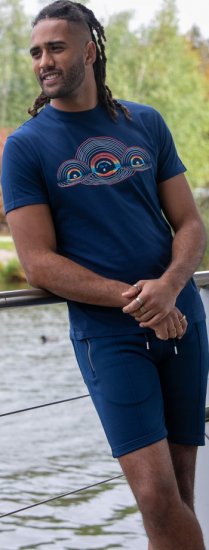 D555 Cheltenham Record With Reflection Printed T-shirt French Navy - Camisetas - Camisetas - 2XL-14XL