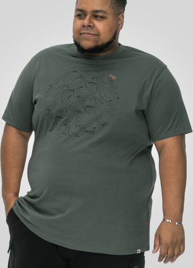 D555 Poole Circle Wave Printed Crew Neck T-shirt Khaki - Camisetas - Camisetas - 2XL-14XL