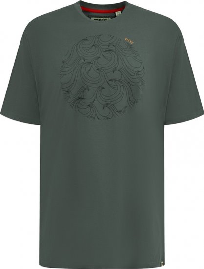 D555 Poole Circle Wave Printed Crew Neck T-shirt Khaki - Camisetas - Camisetas - 2XL-14XL