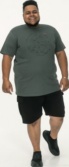 D555 Poole Circle Wave Printed Crew Neck T-shirt Khaki - Camisetas - Camisetas - 2XL-14XL
