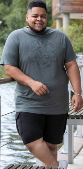 D555 Poole Circle Wave Printed Crew Neck T-shirt Khaki - Camisetas - Camisetas - 2XL-14XL
