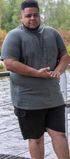 D555 Poole Circle Wave Printed Crew Neck T-shirt Khaki - Camisetas - Camisetas - 2XL-14XL