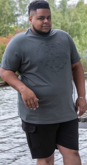 D555 Poole Circle Wave Printed Crew Neck T-shirt Khaki - Camisetas - Camisetas - 2XL-14XL