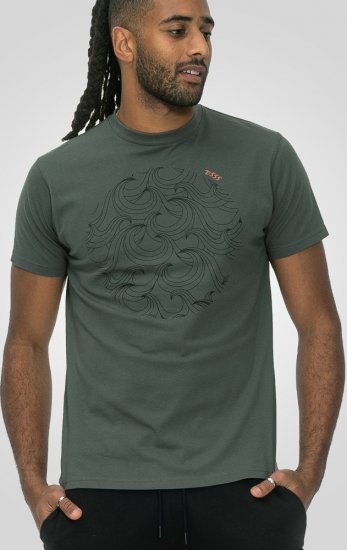 D555 Poole Circle Wave Printed Crew Neck T-shirt Khaki - Camisetas - Camisetas - 2XL-14XL