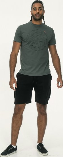 D555 Poole Circle Wave Printed Crew Neck T-shirt Khaki - Camisetas - Camisetas - 2XL-14XL