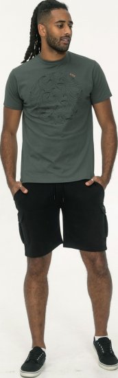D555 Poole Circle Wave Printed Crew Neck T-shirt Khaki - Camisetas - Camisetas - 2XL-14XL