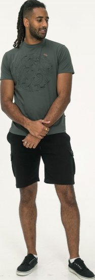 D555 Poole Circle Wave Printed Crew Neck T-shirt Khaki - Camisetas - Camisetas - 2XL-14XL