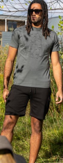 D555 Poole Circle Wave Printed Crew Neck T-shirt Khaki - Camisetas - Camisetas - 2XL-14XL