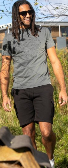 D555 Poole Circle Wave Printed Crew Neck T-shirt Khaki - Camisetas - Camisetas - 2XL-14XL