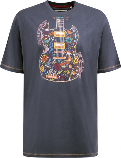D555 Stockport Multi Coloured Guitar Printed T-Shirt Denim - Camisetas - Camisetas - 2XL-14XL