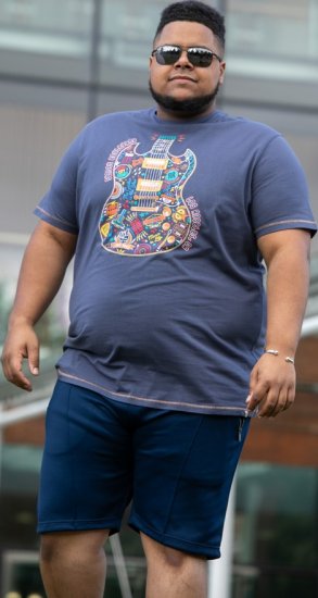 D555 Stockport Multi Coloured Guitar Printed T-Shirt Denim - Camisetas - Camisetas - 2XL-14XL