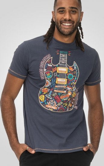 D555 Stockport Multi Coloured Guitar Printed T-Shirt Denim - Camisetas - Camisetas - 2XL-14XL
