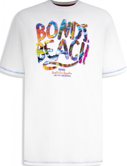 D555 SYDNEY Multi Coloured Bondi Beach Printed T-Shirt White - Camisetas - Camisetas - 2XL-14XL