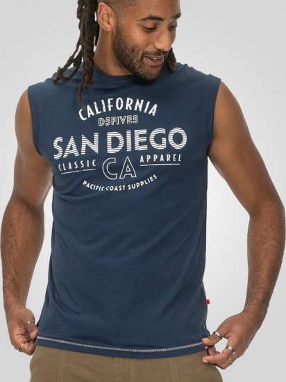 D555 Havant San Diego Printed Sleeveless T-Shirt French Navy - Camisetas - Camisetas - 2XL-14XL