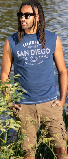 D555 Havant San Diego Printed Sleeveless T-Shirt French Navy - Camisetas - Camisetas - 2XL-14XL