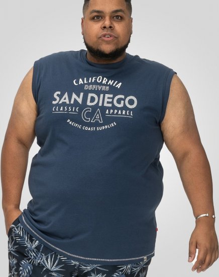 D555 Havant San Diego Printed Sleeveless T-Shirt French Navy - Camisetas - Camisetas - 2XL-14XL