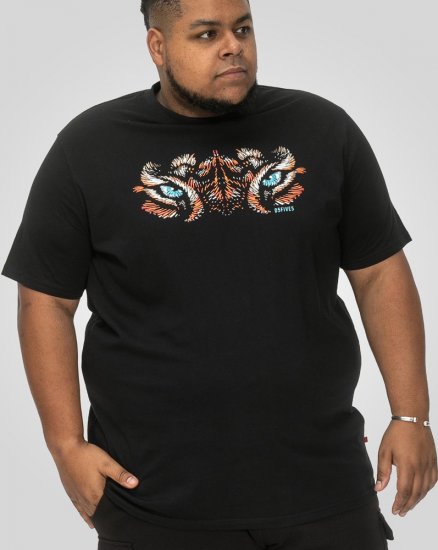 D555 Leamington Tiger Eyes Printed Crew Neck T-shirt Black - Camisetas - Camisetas - 2XL-14XL
