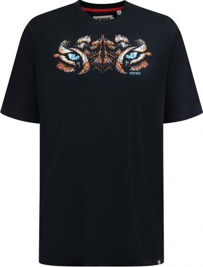 D555 Leamington Tiger Eyes Printed Crew Neck T-shirt Black - Camisetas - Camisetas - 2XL-14XL