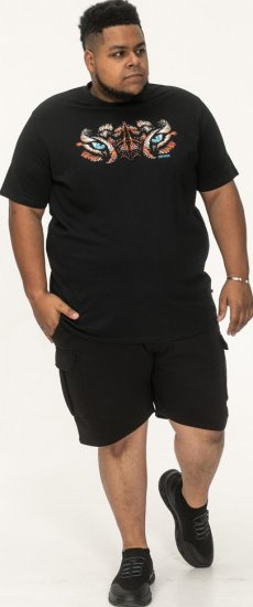 D555 Leamington Tiger Eyes Printed Crew Neck T-shirt Black - Camisetas - Camisetas - 2XL-14XL