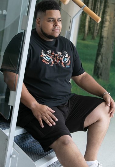 D555 Leamington Tiger Eyes Printed Crew Neck T-shirt Black - Camisetas - Camisetas - 2XL-14XL