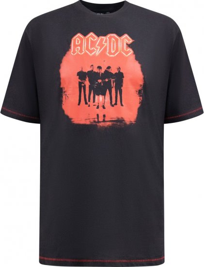 D555 Uxbridge Official AC/DC Band Printed Crew Neck T-Shirt Washed Black TALL SIZES - ROPA DE HOMBRE MT-6XLT - Tamaños de talle alto